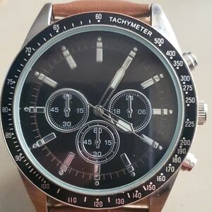 10/$20 FMDPU144 Silver/Black Leather Men's Watch